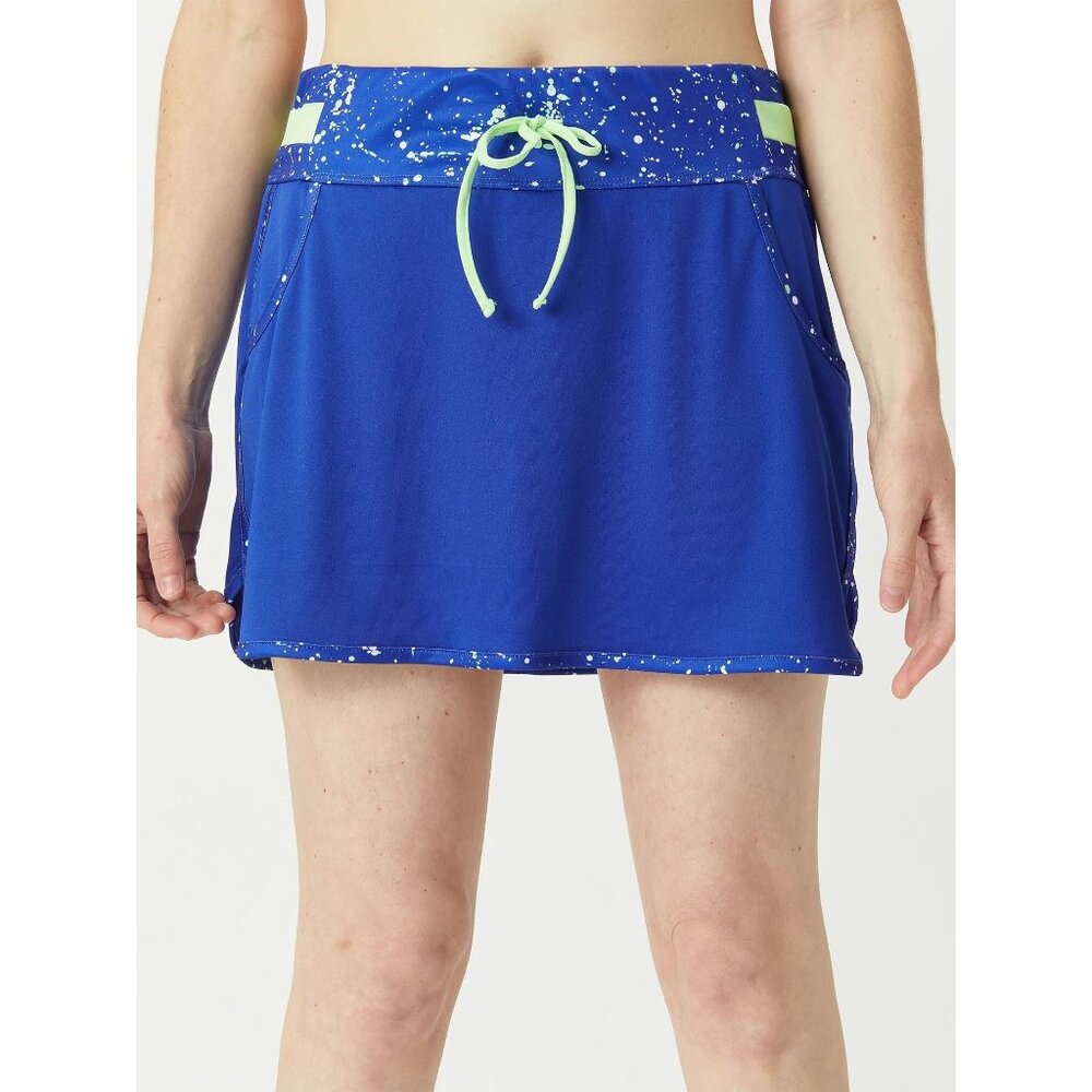 Grand Slam XS Tennis Skort: Blue Paint Splatter, Drawstring, Pockets, Athletic